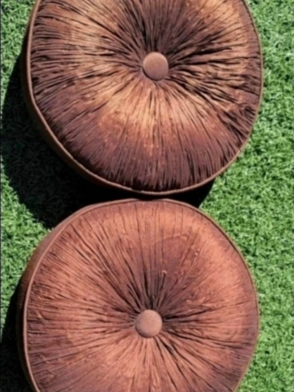 Round Brown Tufted Floor Cushions - Home Accents